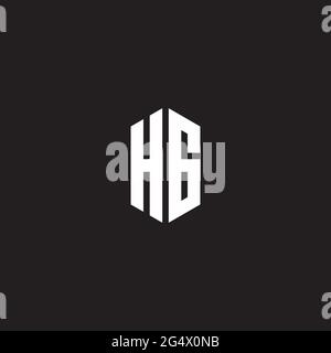 HG Logo monogram with hexagon shape style design template isolated on black background Stock Vector
