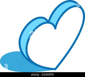 Heart isometric icon. Charity, donation, like 3D line symbol. Stock Vector