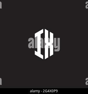 IX Logo monogram with hexagon shape style design template isolated on black background Stock Vector