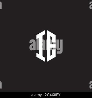 IE Logo monogram with hexagon shape style design template isolated on black background Stock Vector