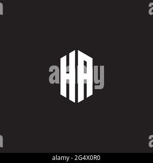 HA Logo monogram with hexagon shape style design template isolated on black background Stock Vector