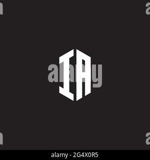 IA Logo monogram with hexagon shape style design template isolated on black background Stock Vector