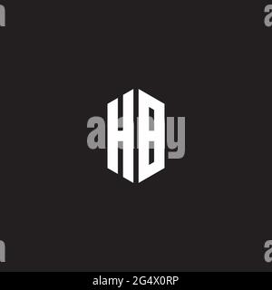 HB Logo monogram with hexagon shape style design template isolated on black background Stock Vector
