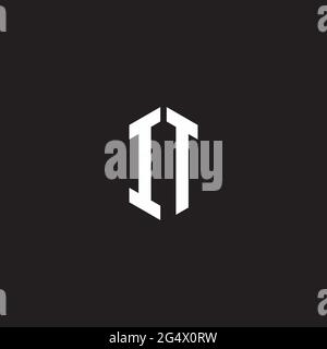 IT Logo monogram with hexagon shape style design template isolated on black background Stock Vector