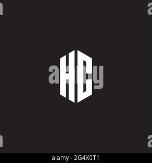 HC Logo monogram with hexagon shape style design template isolated on black background Stock Vector