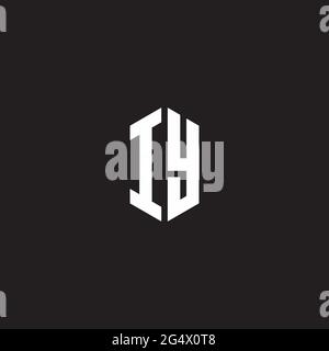 IY Logo monogram with hexagon shape style design template isolated on black background Stock Vector