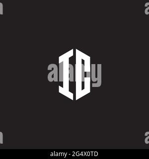 IC Logo monogram with hexagon shape style design template isolated on black background Stock Vector