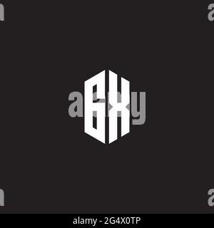 GX Logo monogram with hexagon shape style design template isolated on black background Stock Vector