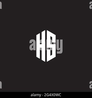 HS Logo monogram with hexagon shape style design template isolated on black background Stock Vector