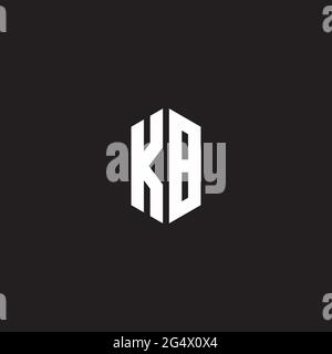 KB Logo monogram with hexagon shape style design template isolated on black background Stock Vector