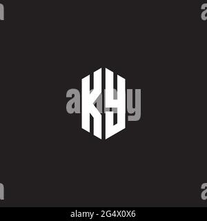 KY Logo monogram with hexagon shape style design template isolated on black background Stock Vector