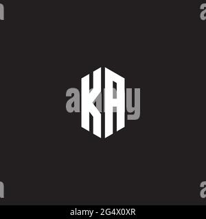 KA Logo monogram with hexagon shape style design template isolated on black background Stock Vector