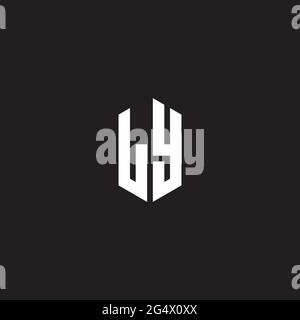 LY Logo monogram with hexagon shape style design template isolated on black background Stock Vector