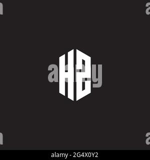 HZ Logo monogram with hexagon shape style design template isolated on black background Stock Vector