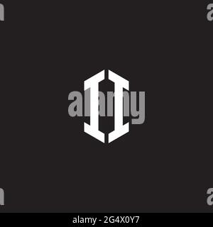 II Logo monogram with hexagon shape style design template isolated on black background Stock Vector