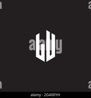 LU Logo monogram with hexagon shape style design template isolated on black background Stock Vector