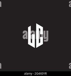 LC Logo monogram with hexagon shape style design template isolated on black background Stock Vector