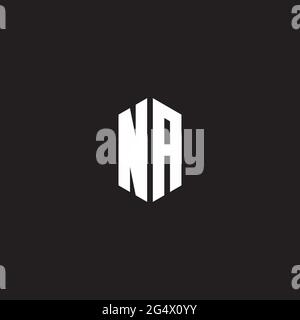 NA Logo monogram with hexagon shape style design template isolated on black background Stock Vector