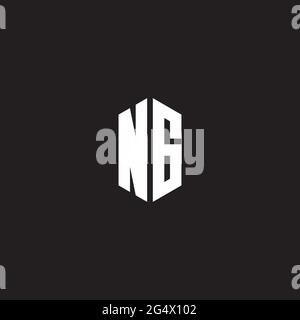 NG Logo monogram with hexagon shape style design template isolated on black background Stock Vector