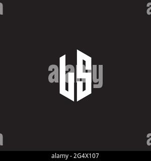 LS Logo monogram with hexagon shape style design template isolated on black background Stock Vector