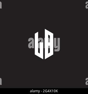 LB Logo monogram with hexagon shape style design template isolated on black background Stock Vector