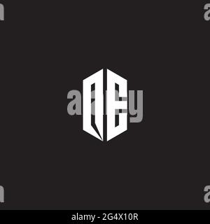 OE Logo monogram with hexagon shape style design template isolated on black background Stock Vector