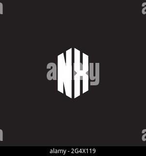 NX Logo monogram with hexagon shape style design template isolated on black background Stock Vector
