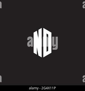 NO Logo monogram with hexagon shape style design template isolated on black background Stock Vector