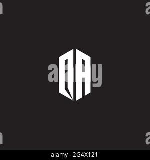 OA Logo monogram with hexagon shape style design template isolated on black background Stock Vector