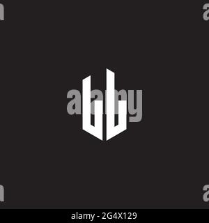LL Logo monogram with hexagon shape style design template isolated on black background Stock Vector