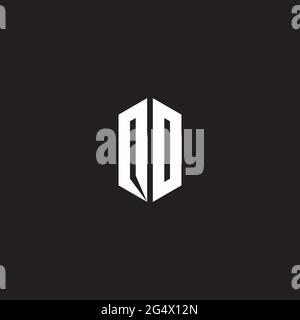 OO Logo monogram with hexagon shape style design template isolated on black background Stock Vector