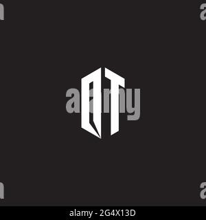 OT Logo monogram with hexagon shape style design template isolated on black background Stock Vector