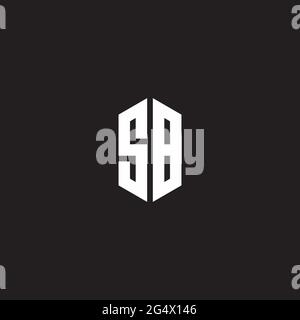 SB Logo monogram with hexagon shape style design template isolated on black background Stock Vector