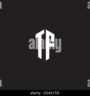 TF Logo monogram with hexagon shape style design template isolated on black background Stock Vector