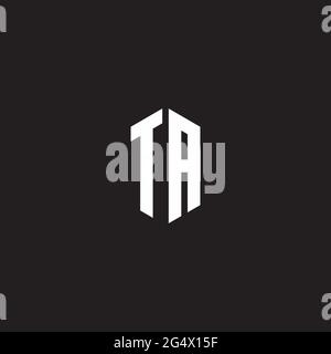 TA Logo monogram with hexagon shape style design template isolated on black background Stock Vector