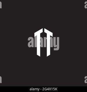 TT Logo monogram with hexagon shape style design template isolated on black background Stock Vector