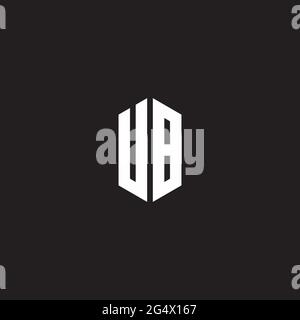 UB Logo monogram with hexagon shape style design template isolated on black background Stock Vector
