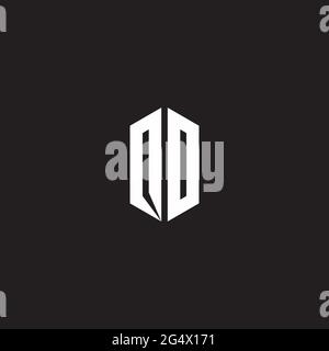 OD Logo monogram with hexagon shape style design template isolated on black background Stock Vector