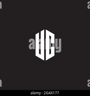 UC Logo monogram with hexagon shape style design template isolated on black background Stock Vector