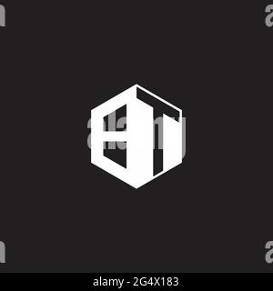 BT B T TB Logo monogram hexagon with black background negative space style Stock Vector