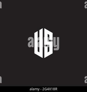 US Logo monogram with hexagon shape style design template isolated on black background Stock Vector