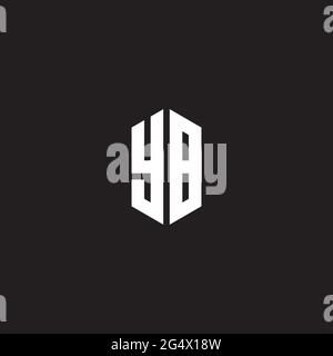 YB Logo monogram with hexagon shape style design template isolated on black background Stock Vector