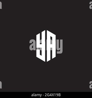 YA Logo monogram with hexagon shape style design template isolated on black background Stock Vector