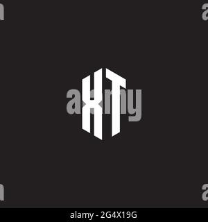 XT Logo monogram with hexagon shape style design template isolated on black background Stock Vector