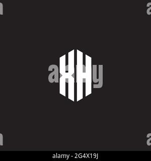 XH Logo monogram with hexagon shape style design template isolated on black background Stock Vector