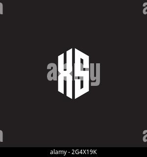 XS Logo monogram with hexagon shape style design template isolated on black background Stock Vector