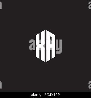 XA Logo monogram with hexagon shape style design template isolated on black background Stock Vector