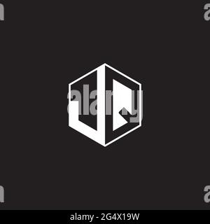 JQ J Q QJ Logo monogram hexagon with black background negative space style Stock Vector