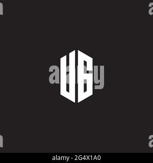 UG Logo monogram with hexagon shape style design template isolated on black background Stock Vector