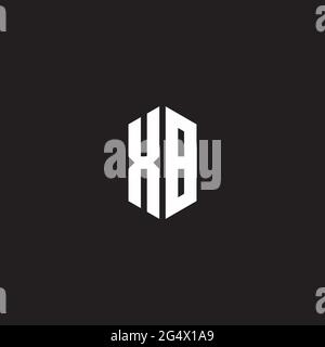 XB Logo monogram with hexagon shape style design template isolated on black background Stock Vector